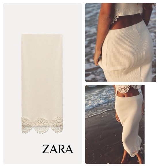 ZARA CROCHET RIBBED SKIRT - Picture 1 of 3